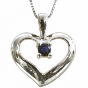 Hannoush 14K White Gold Heart Pendant with Sapphire